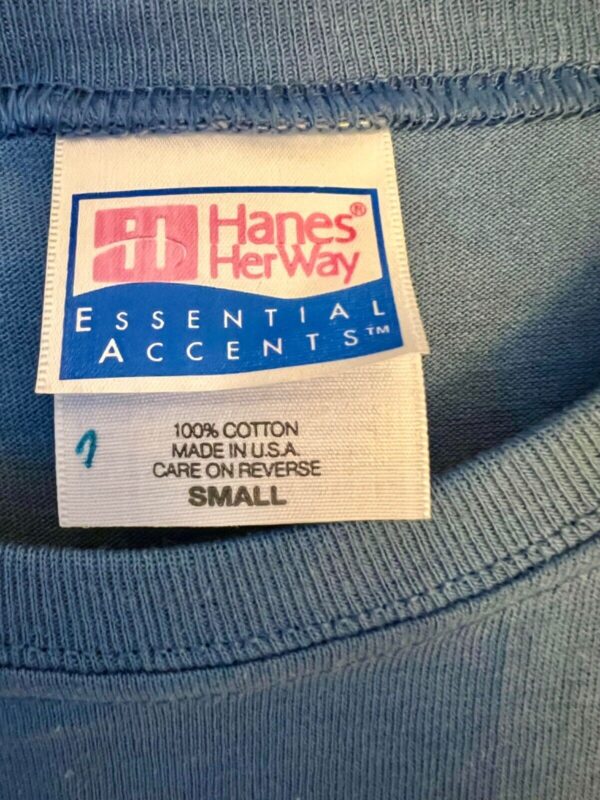 HANES HER WAY LADIES SMALL SSLV LIGHT BLUE COTTON CREW BLANK T-SHIRT Sz S NWT! - Image 2