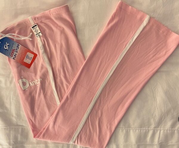 GK 'DANCE' GRAPHIC LADIES LARGE PINK 100% COTTON CHEER LOUNGE PANTS Sz AL