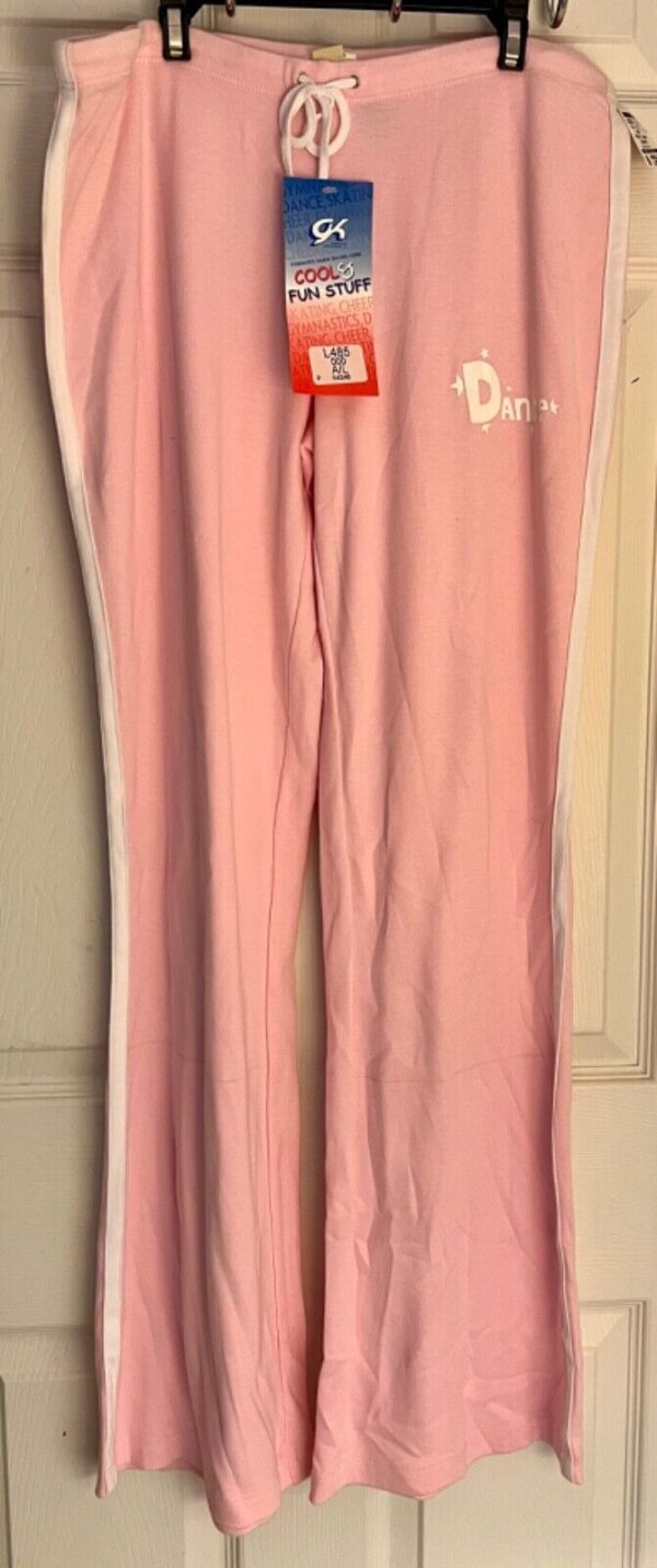 GK 'DANCE' GRAPHIC LADIES LARGE PINK 100% COTTON CHEER LOUNGE PANTS Sz AL - Image 2