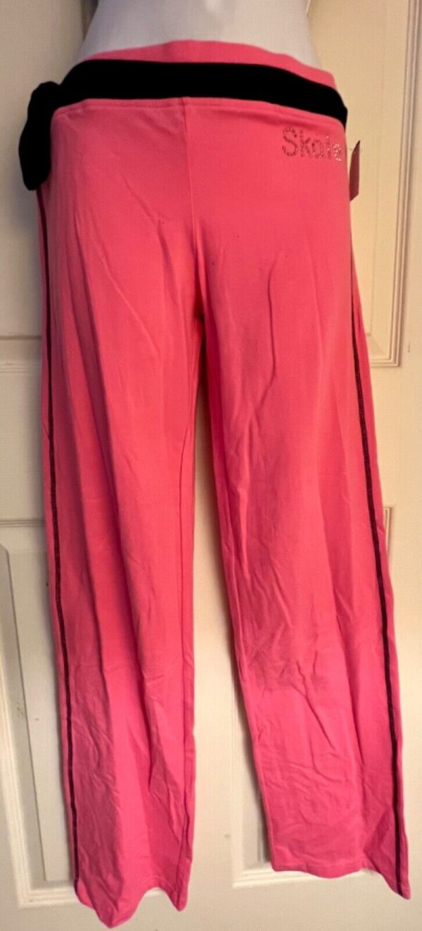 GK â€œSKATEâ€ GRAPHIC WOMENS LARGE PINK/BLACK COTTON 2-LAYER WAIST PANTS CASUAL L - Image 2