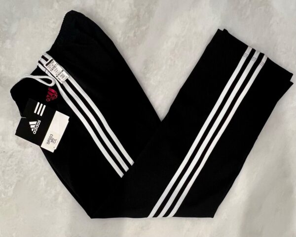 ADIDAS GK UNISEX CHILD LARGE BLACK DRY TECH GYMNASTICS ATHLETIC WARM UP PANTS L