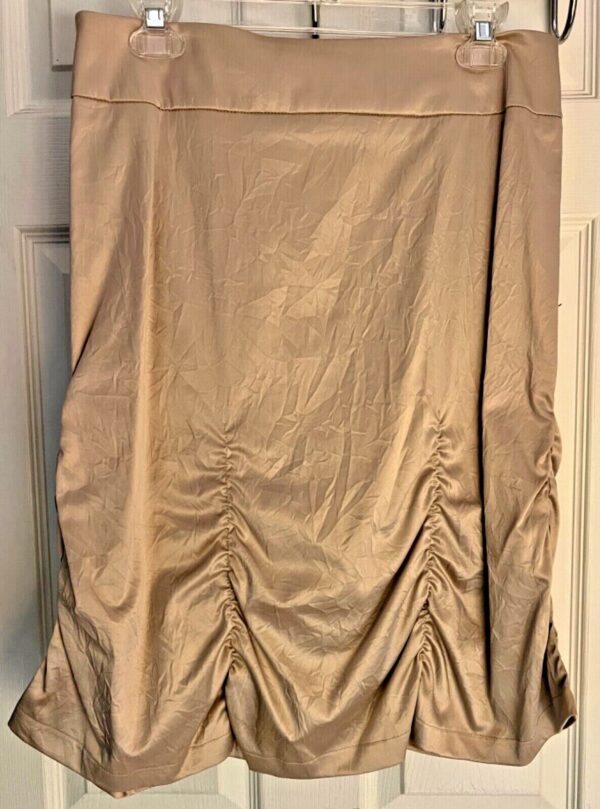 CANVASBACK LADIES SMALL Sz 6 GOLD SATIN RUCHED ZIP DRESS SKIRT Sz 6 EUC! - Image 2