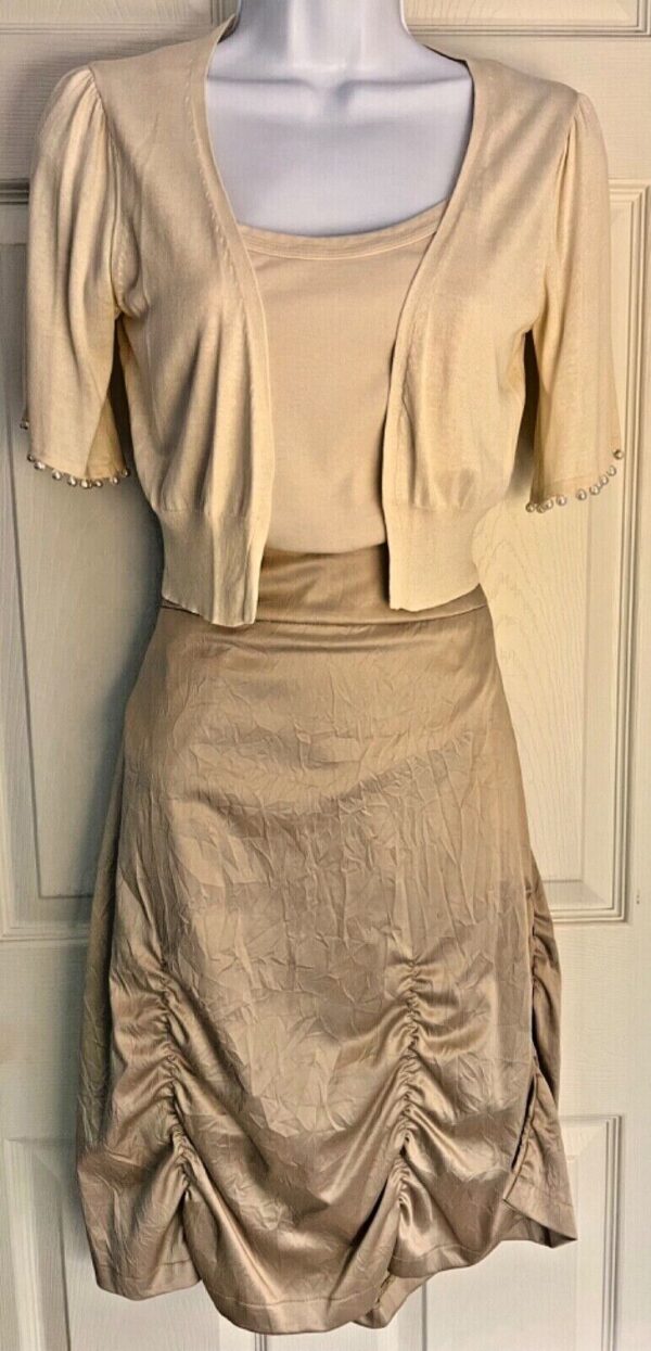 CANVASBACK LADIES SMALL Sz 6 GOLD SATIN RUCHED ZIP DRESS SKIRT Sz 6 EUC! - Image 10