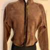 GK ICE SKATE JACKET ADULT SMALL FITTED BROWN FLEECE VELVET TRIM WARM UP ZIP SZ S