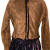 GK ICE SKATE JACKET ADULT SMALL FITTED BROWN FLEECE VELVET TRIM WARM UP ZIP SZ S - Image 5