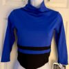 GK ICE SKATE LADIES MEDIUM 3/4 SLV NYLON/SPANDEX BLUE/BLACK CROP DANCE TOP  SZ M