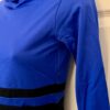 GK ICE SKATE LADIES MEDIUM 3/4 SLV NYLON/SPANDEX BLUE/BLACK CROP DANCE TOP  SZ M - Image 3
