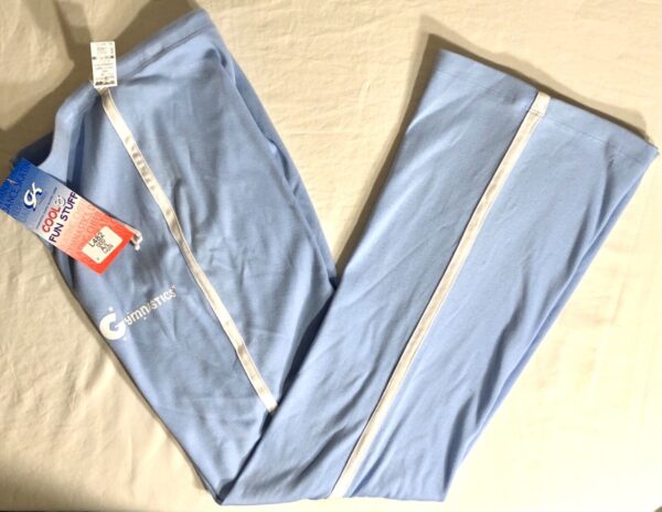 GK GYMNASTICS PRINT ADULT LARGE Lt BLUE COTTON ATHLEISURE GRAPHICS PANTS AL NWT!