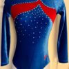 GK LgSLV ADULT SMALL ROYAL RED VELVET CRYSTALS GYMNASTICS DANCE LEOTARD SZ S