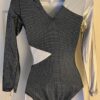 GK LgSLV LADIES SMALL SILVER METALLIC BLUE SPOTLIGHT GYMNAST DANCE LEOTARD Sz AS - Image 5