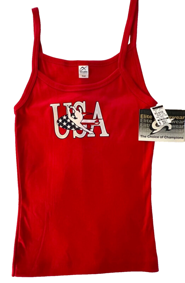 GK "USA" RED CAMI ADULT SMALL CAMISOLE COTTON GYMNASTICS GRAPHIC TOP SZ S NWT! - Image 8