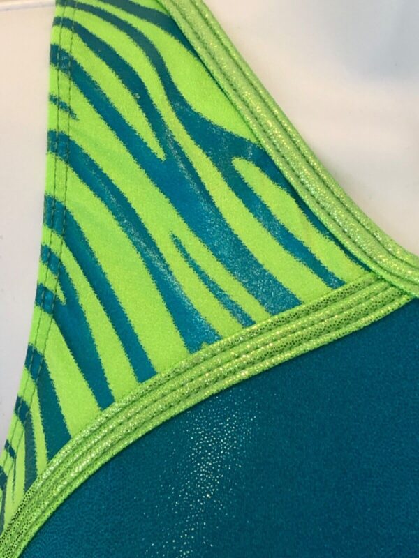 GK SEABREEZE SKY ADULT X-SMALL LIME WAVE TURQ OPAL GYMNASTS TANK LEOTARD AXS - Image 2