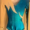 GK ADULT SMALL LgSLV ELECTRIC BLUE FOIL NUDE MESH SILVER GYMNASTIC LEOTARD Sz AS - Image 5