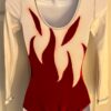 GK LADIES SMALL LgSLV RED VELVET WHITE NYLON/SPANDEX GYMNASTS DANCE LEOTARD SZ S - Image 6