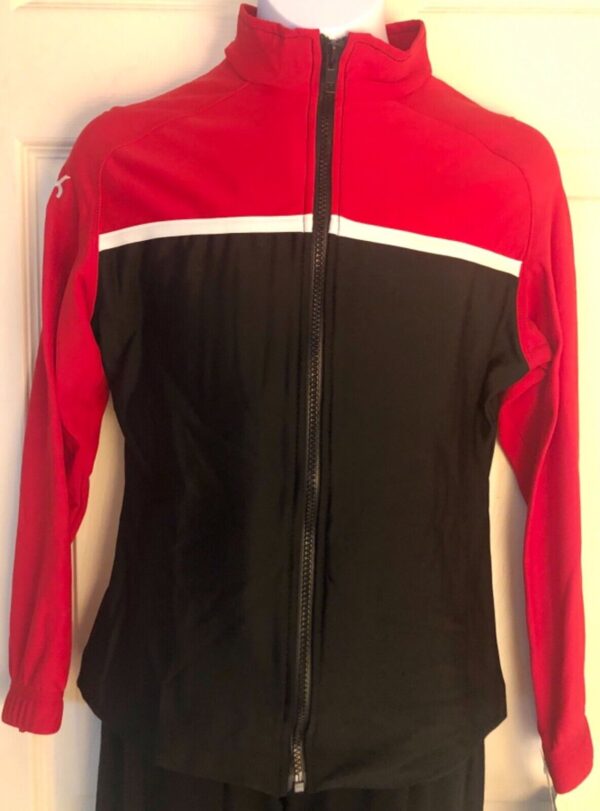 GK BLACK RED LgS ZIP UP CHILD MEDIUM BRUSH TRICOT WARM UP GYM SKATE JACKET CM