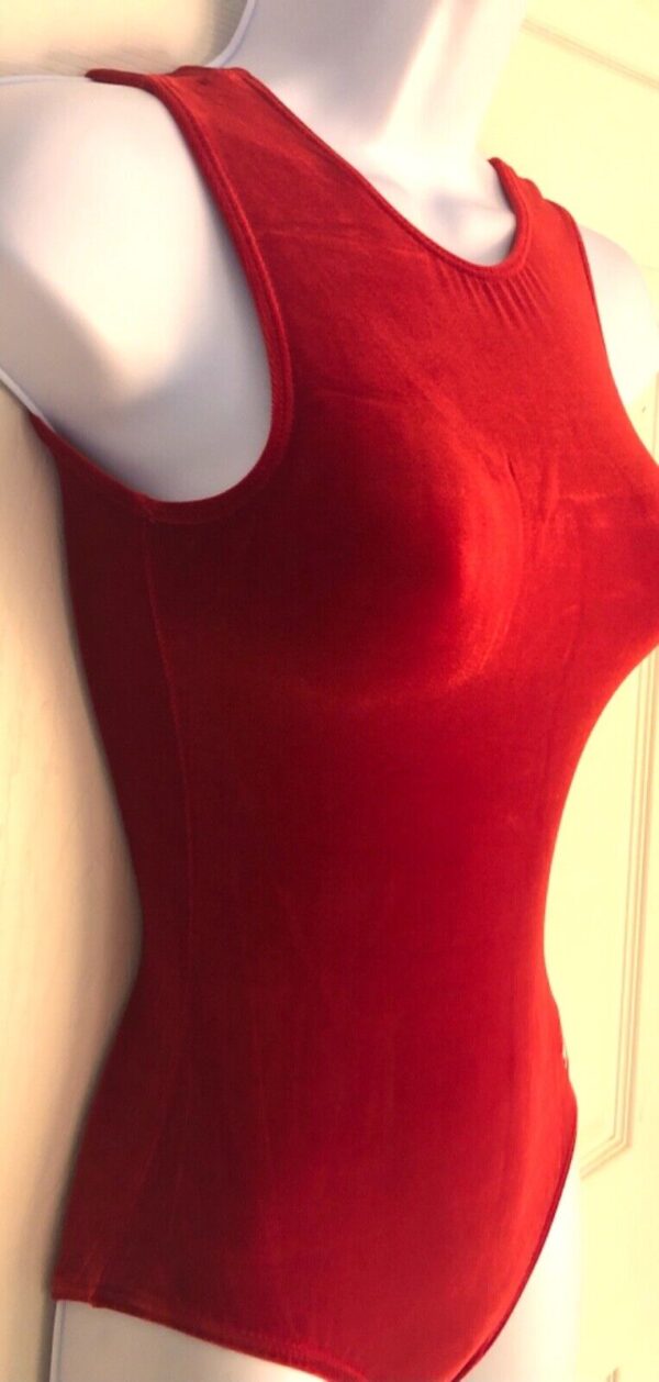 GK RED VELVET LADIES X-SMALL CLASSIC GYMNASTICS DANCE TANK LEOTARD Sz AXS NWT! - Image 2