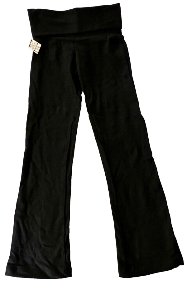 GK DANCE JAZZ CHILD SMALL BLACK COTTON/SPANDEX FOLD-OVER WAISTBAND PANTS SZ S - Image 5