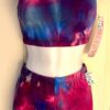 GK 2PC TIE DYE LADIES SMALL SPORTY CROP TOP & SHORTS SET DANCE CHEER GYMNASTIC S
