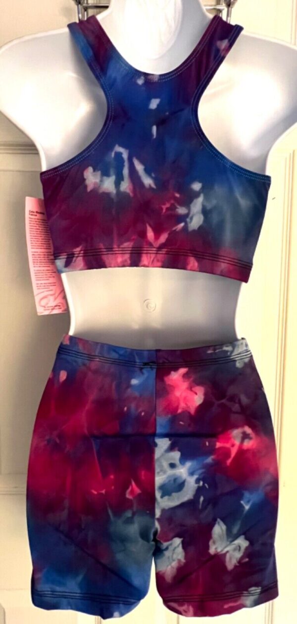 GK 2PC TIE DYE LADIES SMALL SPORTY CROP TOP & SHORTS SET DANCE CHEER GYMNASTIC S - Image 6