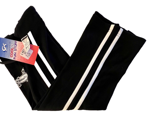 GK "GYMNASTICS" BLACK CAPRI PANTS GIRLS LARGE COTTON/SPANDEX WHITE TRIM SZ L NWT - Image 5