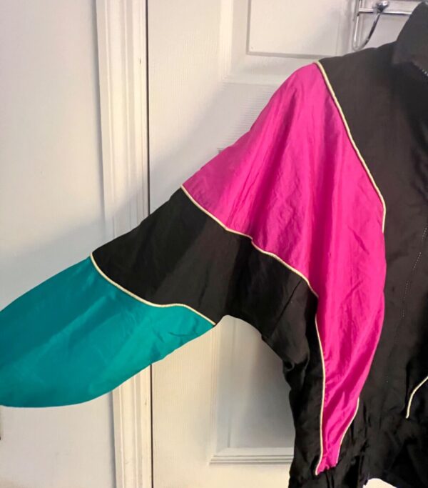 GK WARM UP JACKET ADULT SMALL BLACK BRIGHT PINK BLUE GREEN CRINKLE NYLON  SZ S - Image 2