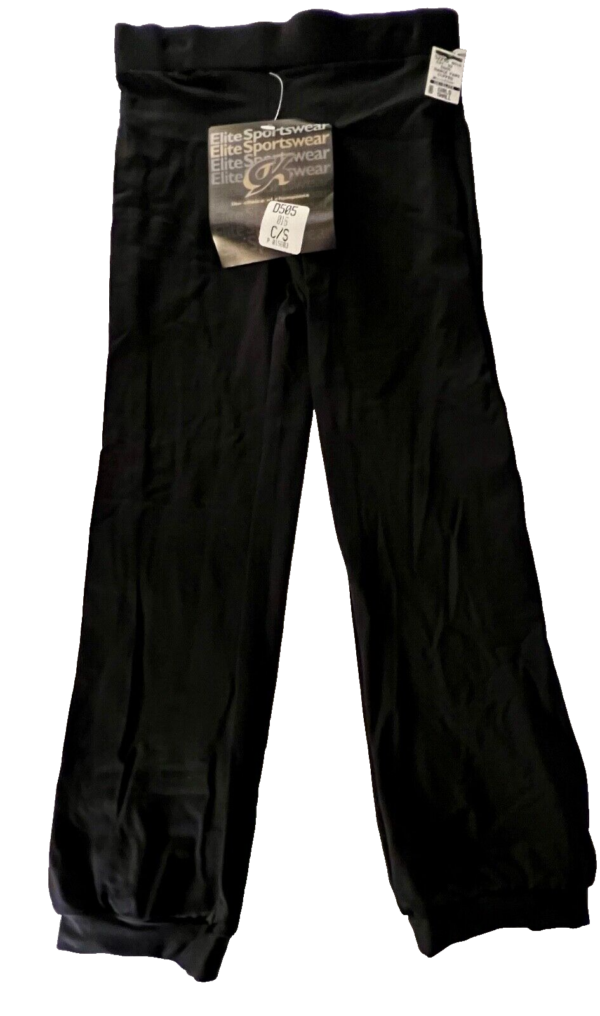 GK ELITE JAZZ GIRLS SMALL BLACK MICROFIBER CUFFED DANCE DRESS  PANTS Sz  S - Image 3