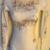 GK LADIES X-SMALL LgSLV WHITE SPARKLE MESH RED/BLUE JA GYMNASTS DANCE LEOTARD XS