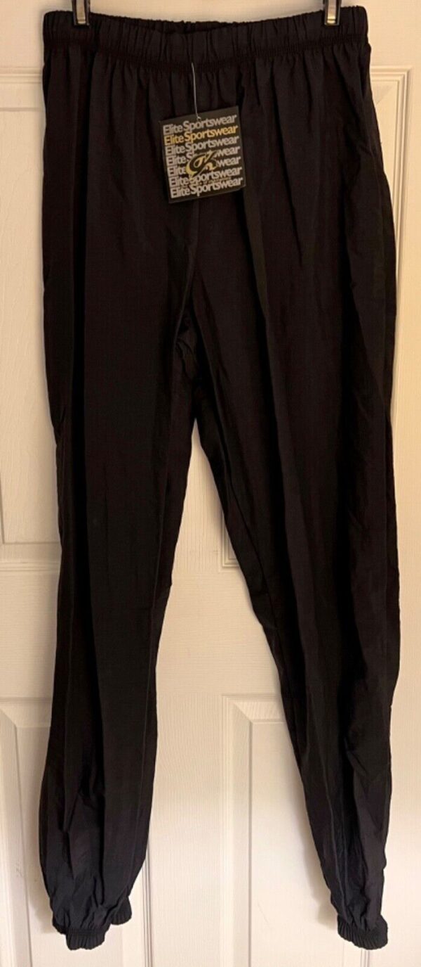 GK WARM UP ADULT X-LARGE BLACK CRINKLE NYLON GYMNASTICS CHEER ATHLETIC PANTS XL - Image 2