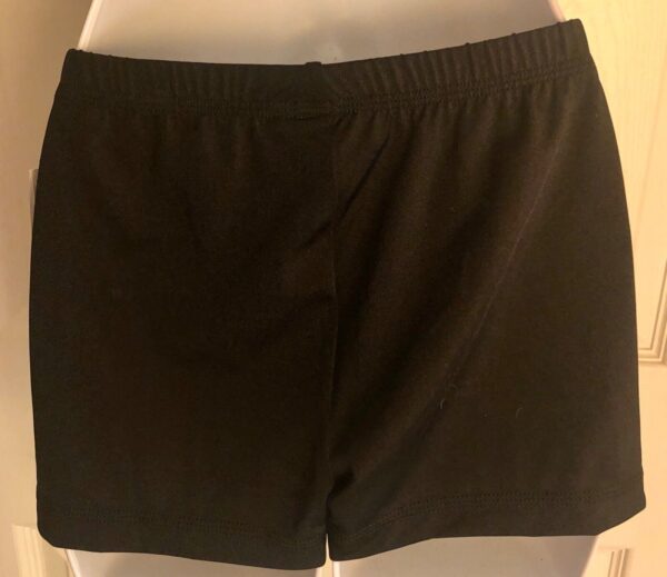 GK MICRO MINI ADULT LARGE BLACK WORKOUT SHORTS JEWEL LOGO GYM CHEER DANCE SZ L - Image 3