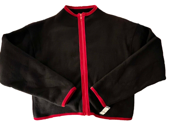 GK ICE SKATE JACKET ADULT SMALL BLACK FLEECE RED VELVET TRIM RELAX FIT ZIP SZ S - Image 5