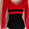GK Elite LgS NAVY VELVET RED FOIL GYMNASTICS DANCE LEOTARD AXS - Image 2
