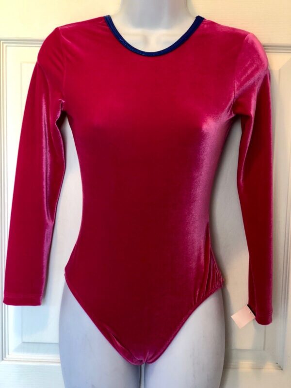 GK ELITE LgSlv LADIES SMALL BERRY VELVET GYMNASTICS DANCE CHEER LEOTARD AS NWT!