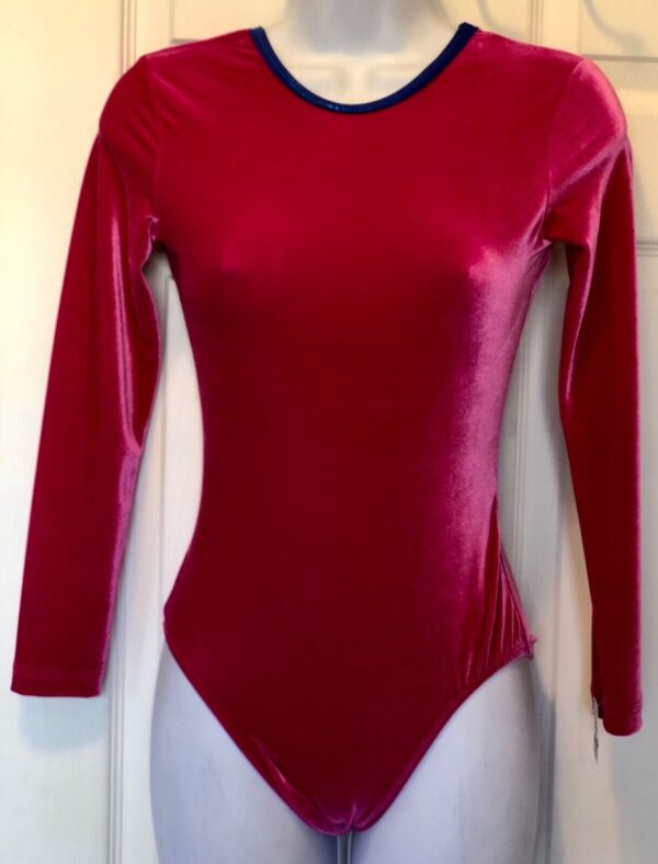 GK ELITE LgSlv LADIES SMALL BERRY VELVET GYMNASTICS DANCE CHEER LEOTARD AS NWT! - Image 3