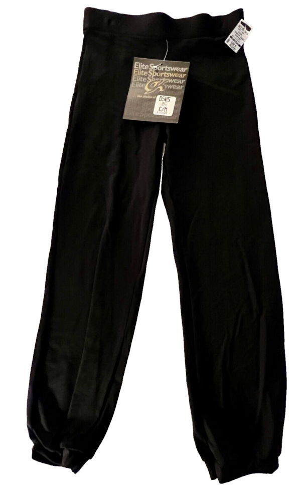 GK ELITE DANCE JAZZ GIRLS MEDIUM BLACK MICROFIBER CUFFED DANCE DRESS PANTS Sz M - Image 3