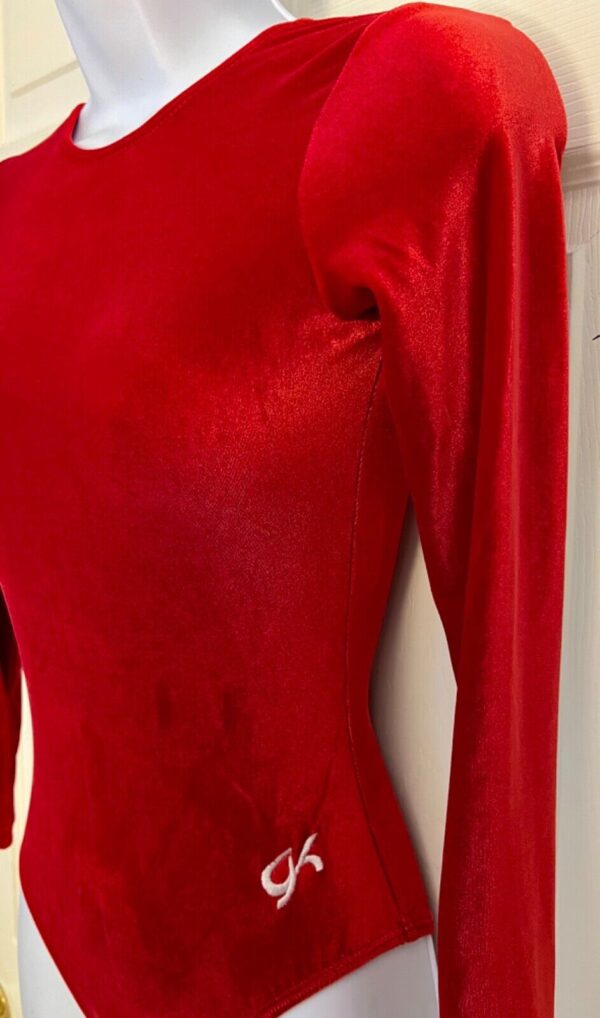 GK LgSLV LADIES SMALL CLASSIC SOLID RICH RED VELVET GYMNASTS DANCE LEOTARD Sz AS - Image 3