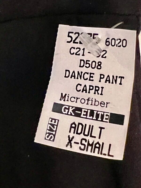 GK ELITE DANCE JAZZ LADIES X-SMALL BLACK MICROFIBER CUFFED CAPRI PANTS SZ XS NWT - Image 9