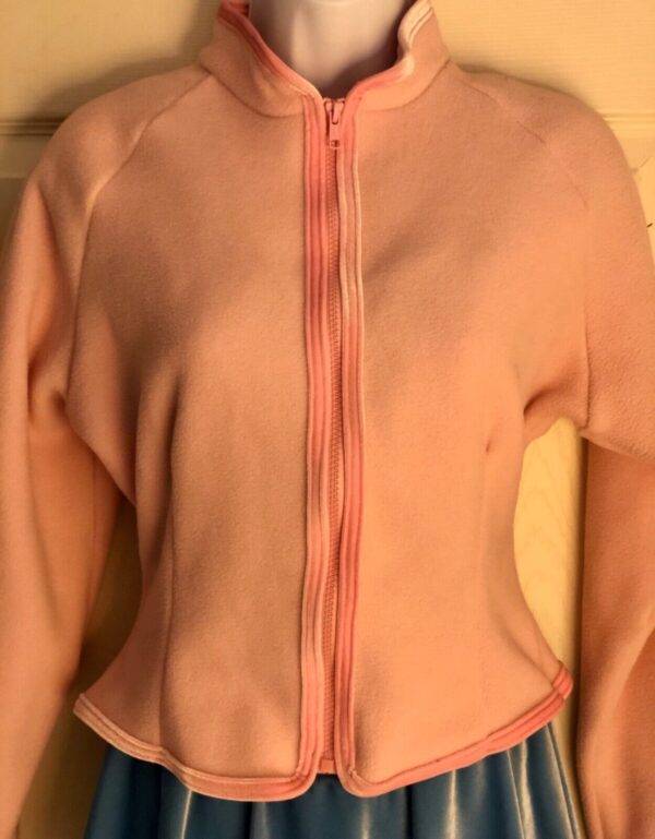 GK ICE SKATE JACKET ADULT MEDIUM PINK FLEECE VELVET TRIM CROP ZIP SZ M NWT!