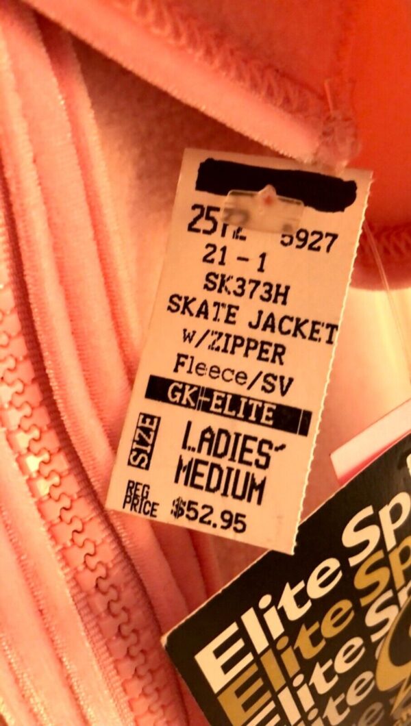 GK ICE SKATE JACKET ADULT MEDIUM PINK FLEECE VELVET TRIM CROP ZIP SZ M NWT! - Image 7