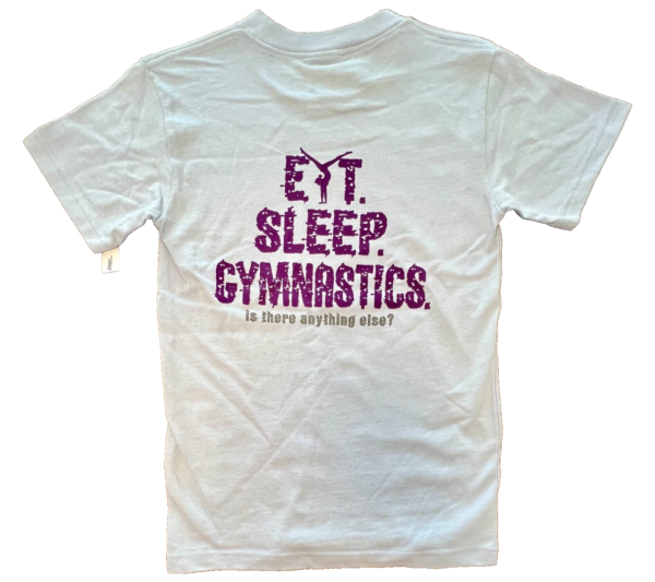 THE AUSSIE T CO. PURPLE GK â€œGYMNASTICSâ€¦â€ LADIES SMALL SSLV BLUE COTTON T-SHIRT S - Image 6