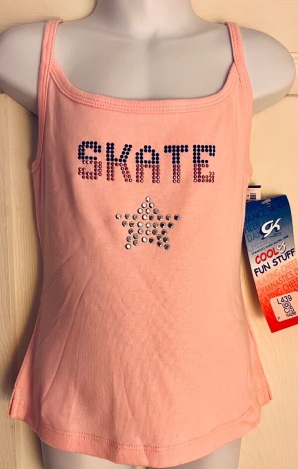 GK CAMISOLE TOP CHILD SMALL PINK COTTON METAL JA â€œSKATEâ€ GRAPHICS Sz CS NWT!