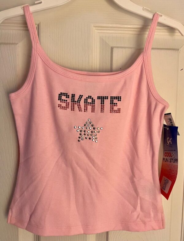 GK CAMISOLE TOP CHILD SMALL PINK COTTON METAL JA â€œSKATEâ€ GRAPHICS Sz CS NWT! - Image 5