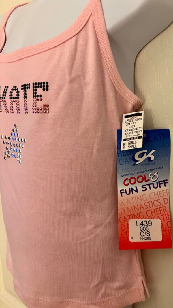 GK CAMISOLE TOP CHILD SMALL PINK COTTON METAL JA â€œSKATEâ€ GRAPHICS Sz CS NWT! - Image 6