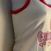 GK CAMI PJ TOP ADULT LARGE GYMNASTICS GRAPIC WHITE COTTON PINK LACE STRAP Sz AL - Image 3