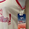 GK CAMI PJ TOP ADULT LARGE GYMNASTICS GRAPIC WHITE COTTON PINK LACE STRAP Sz AL - Image 4