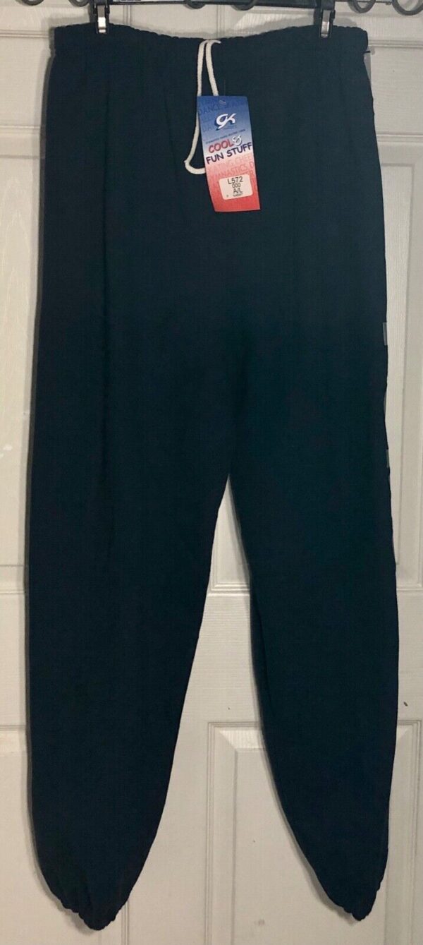 GK GRAPHIC SWEATPANTS ADULT LARGE NAVY SILVER METALLIC TUMBLE COTTON BLEND Sz L - Image 3