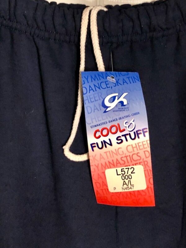 GK GRAPHIC SWEATPANTS ADULT LARGE NAVY SILVER METALLIC TUMBLE COTTON BLEND Sz L - Image 4