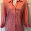 TALBOTS STRETCH CORAL LADIES SMALL BUTTON UP COLLAR 3/4 SLV BLOUSE Sz S EUC!