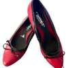 HOBBS UK Women's Shoes Court Size EUR 38 US  RED LEATHER BLACK PATENT TRIM EUC!