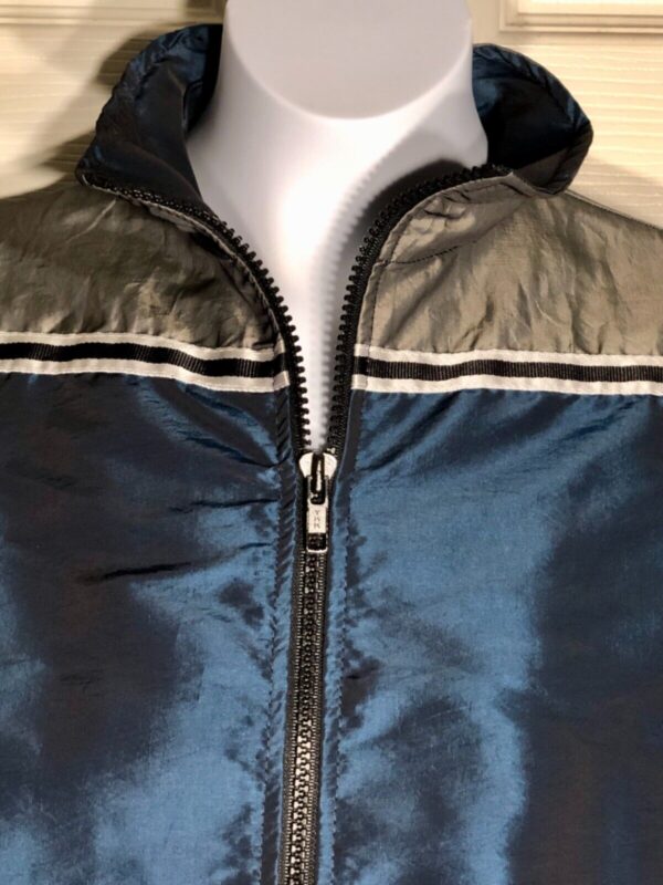 GK BLUE PEWTER IRIDESCENT ADULT LARGE GYMNASTIC ALL SPORT WARM UP JACKET Sz L - Image 2