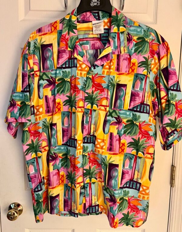 CINTAS MENS 2X-LARGE BRIGHT COLORFUL TROPICAL ISLAND THEME SSLV COTTON SHIRT 2XL - Image 2